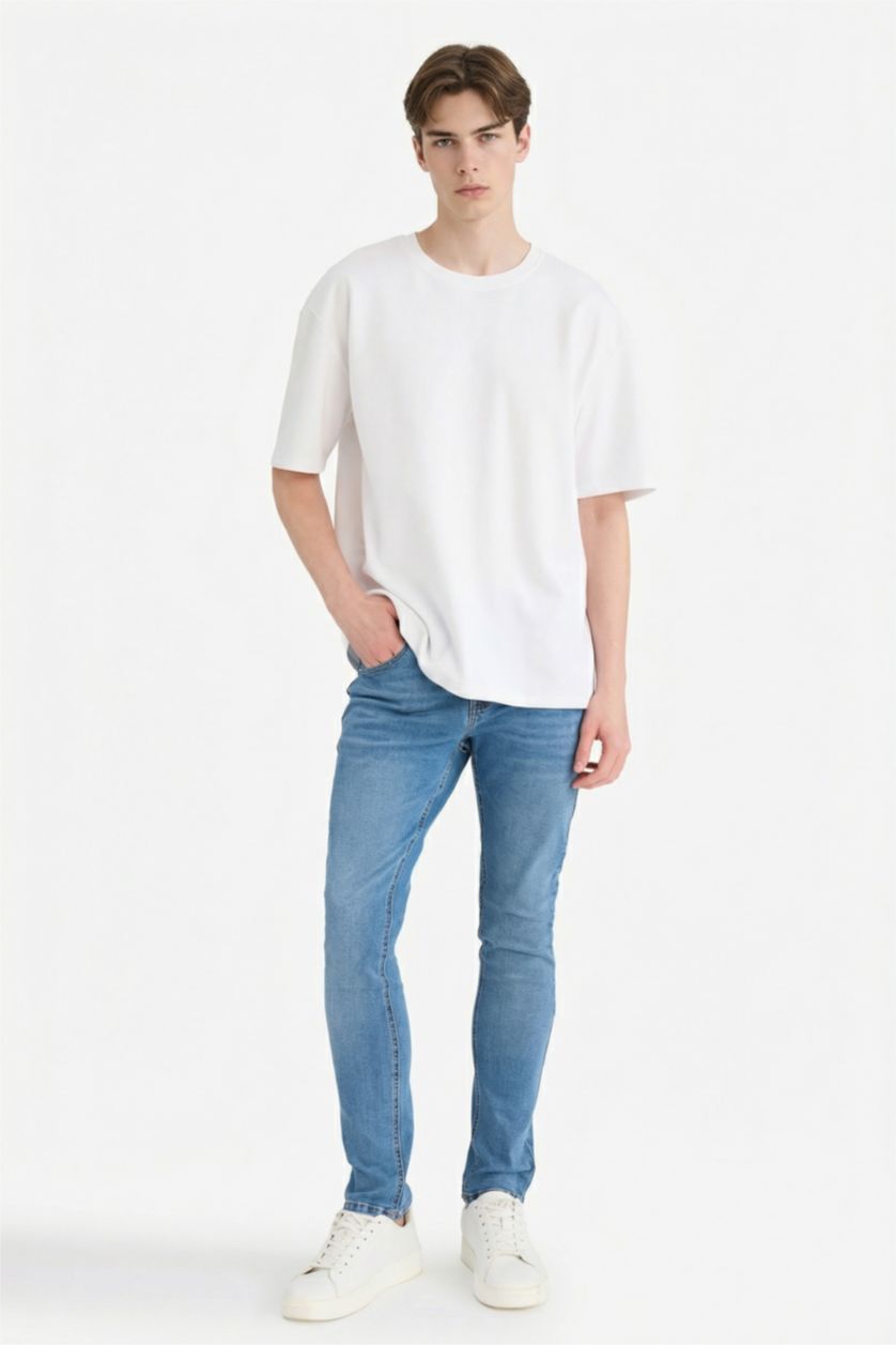 Man Blue Carlo Skinny Fit Super Skinny Hem Denim Trousers
