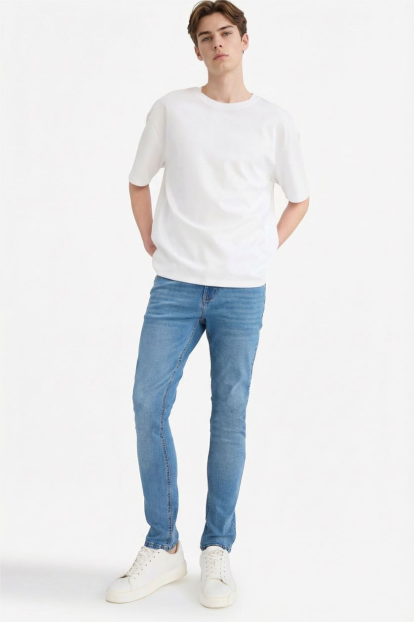 Man Blue Carlo Skinny Fit Super Skinny Hem Denim Trousers