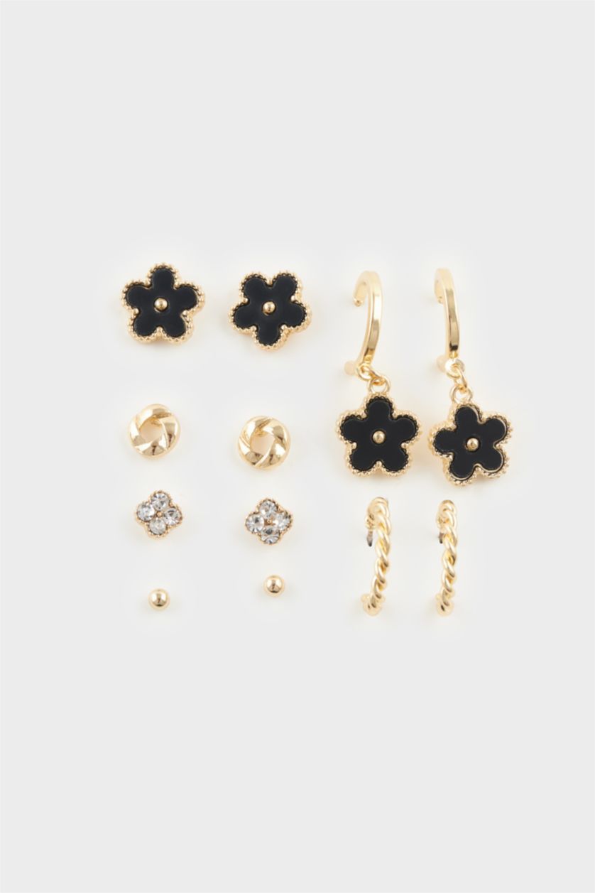 Kadın Siyah Kadın 6'lı Gold Küpe