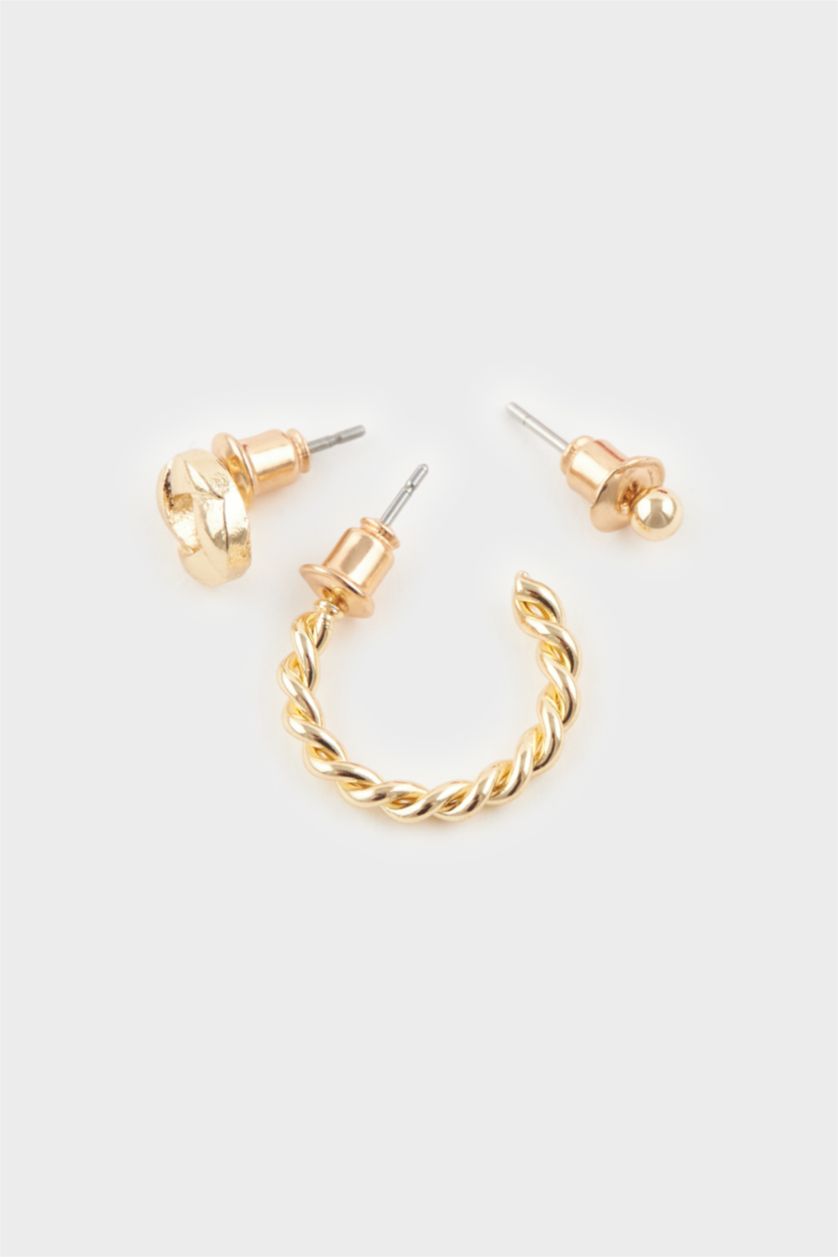 Kadın Siyah Kadın 6'lı Gold Küpe