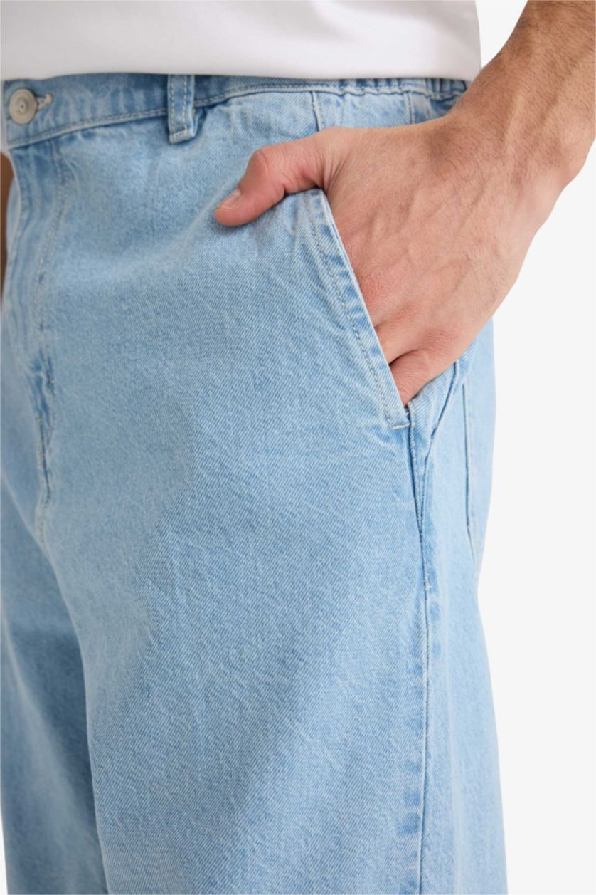 رجال أزرق فاتح بنطرون جينز قصة فضفاضة برجل واسع وايد ليج