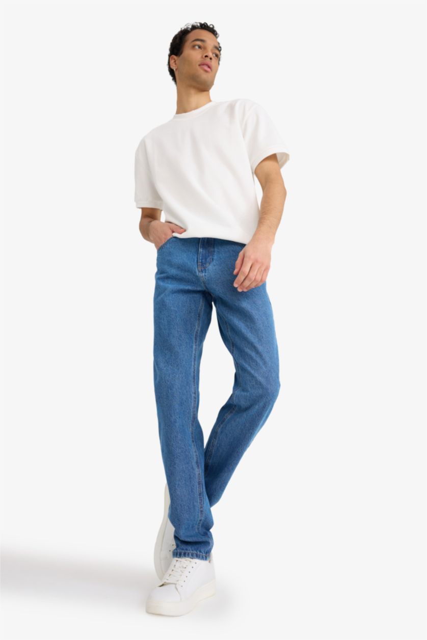 Ерлер Көк Regular Tapered Fit түзу балақты джинс шалбар