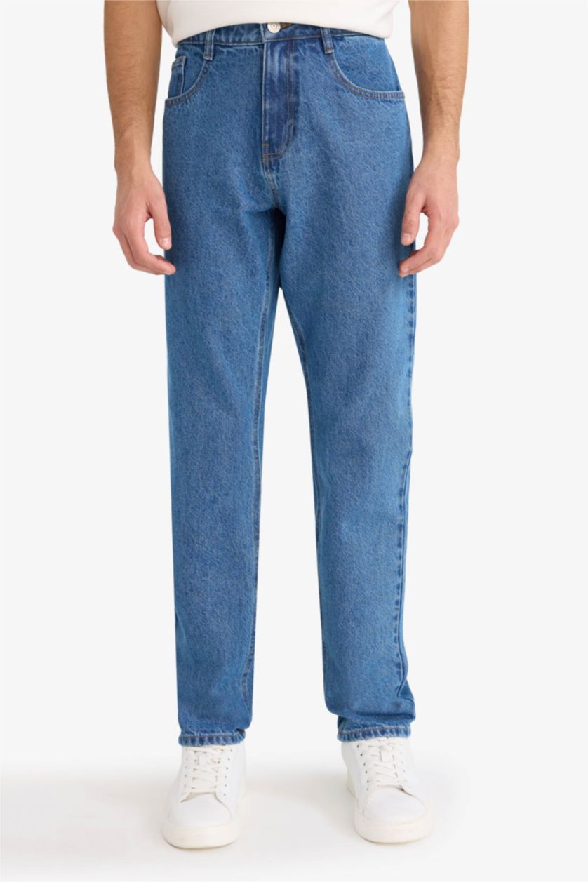 Ерлер Көк Regular Tapered Fit түзу балақты джинс шалбар