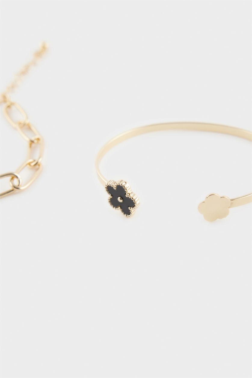 Kadın Siyah Kadın 2'li Gold Bileklik Bilezik