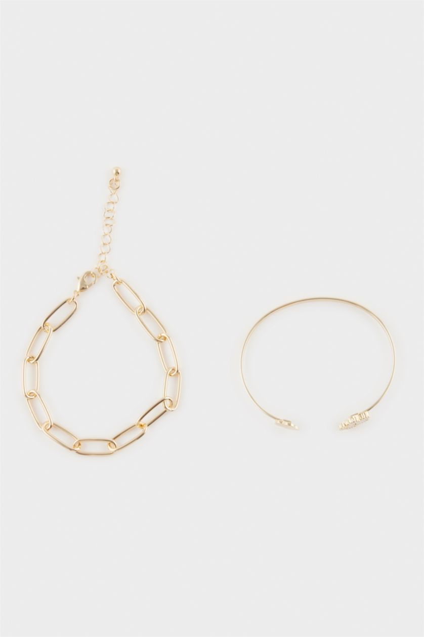 Kadın Beyaz Kadın 2'li Gold Bileklik Bilezik