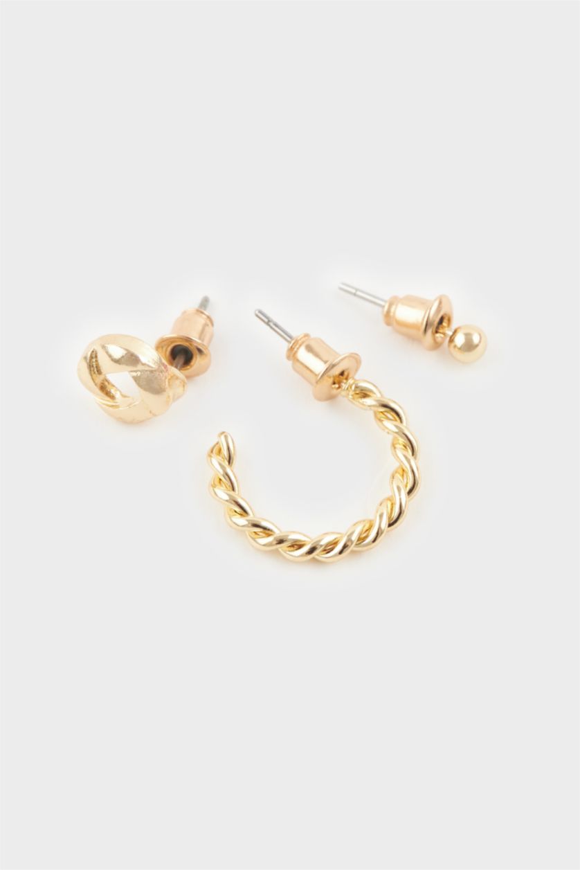 Kadın Bordo Kadın 6'lı Gold Küpe