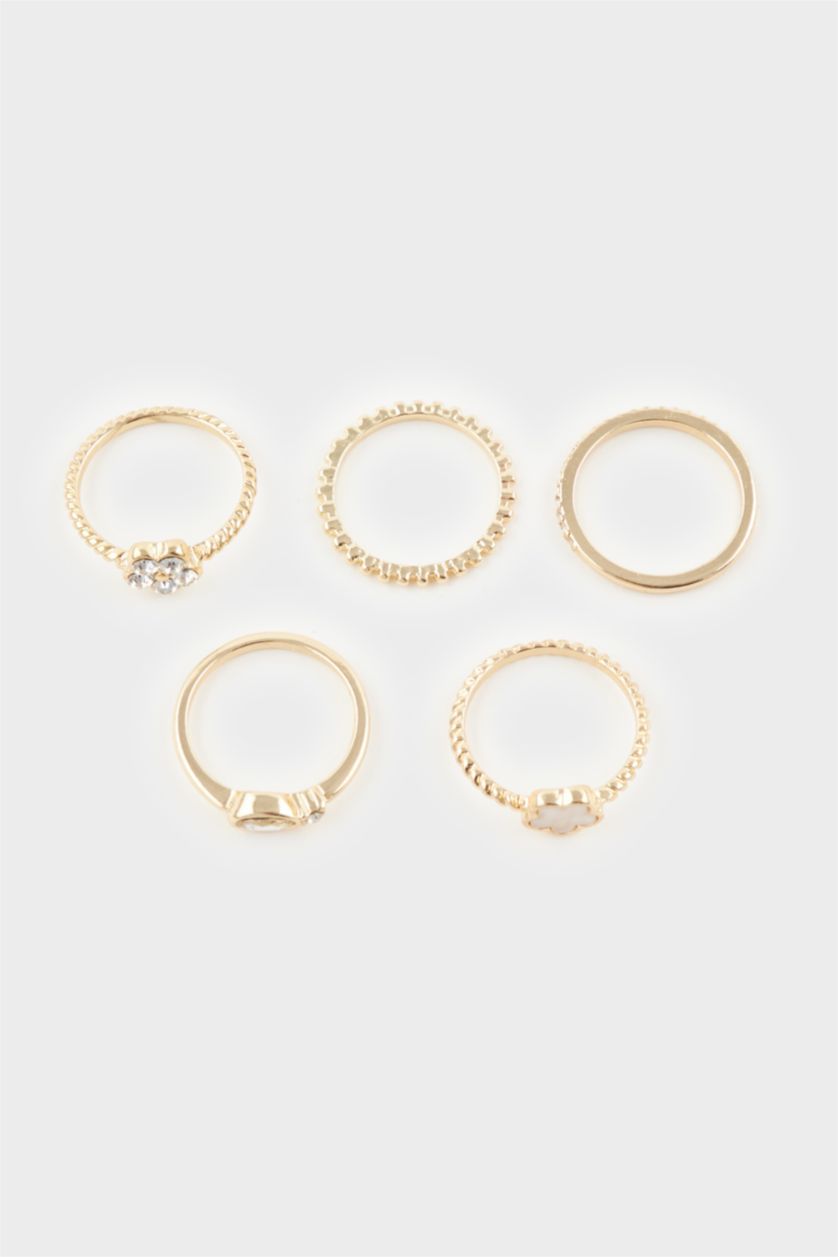 Kadın Beyaz Kadın Gold 5'li Yüzük