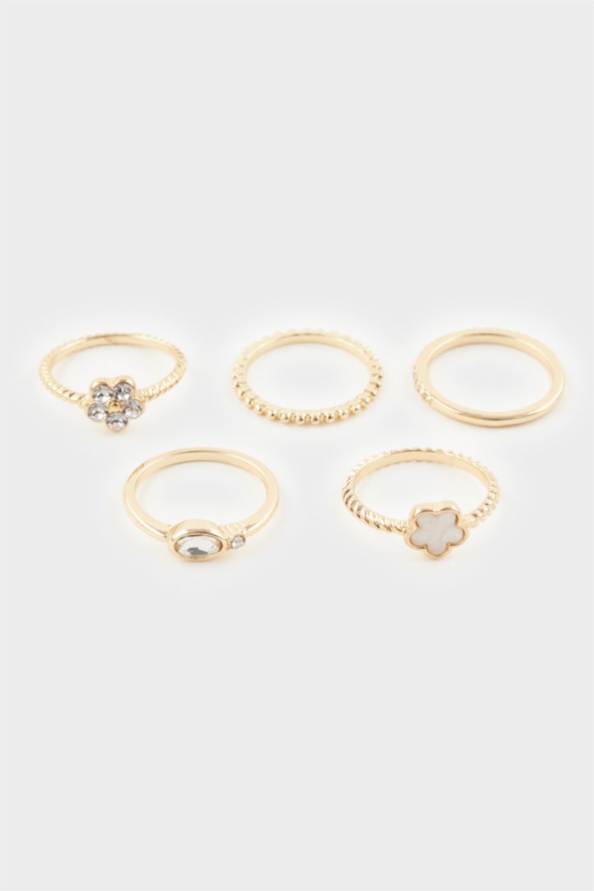 Kadın Beyaz Kadın Gold 5'li Yüzük