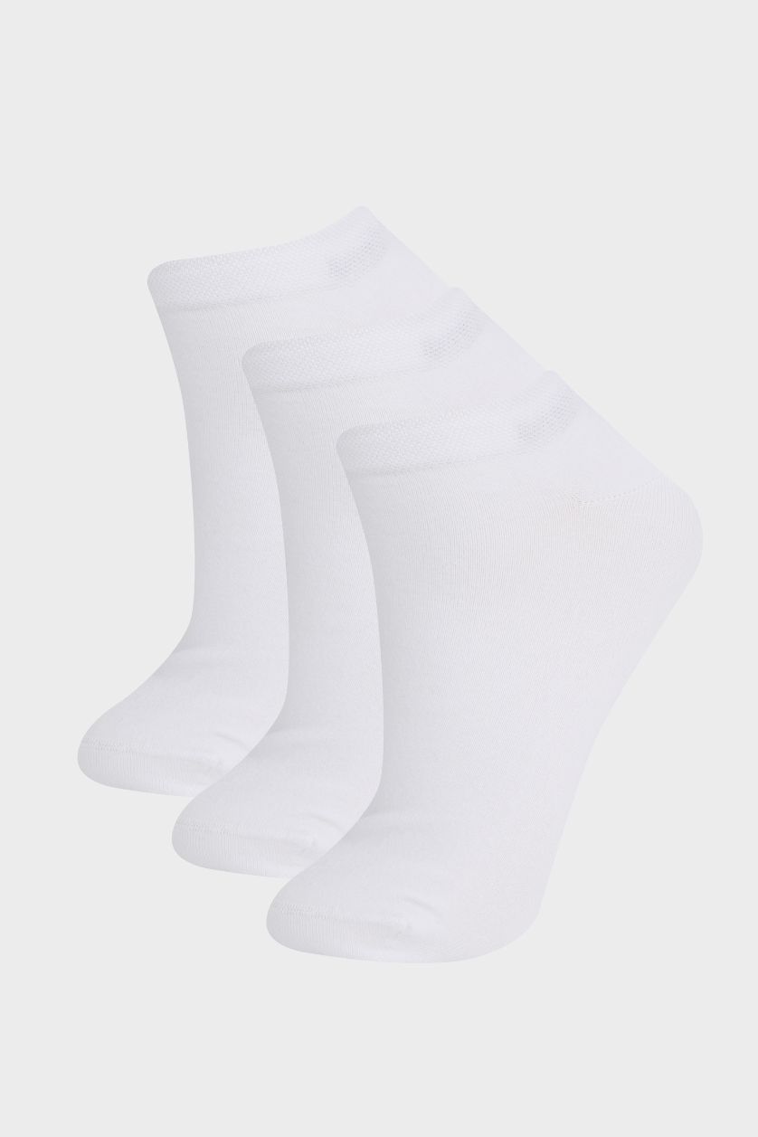 FEMME Blanc Lot de 3 Chaussettes courtes en coton pour femme