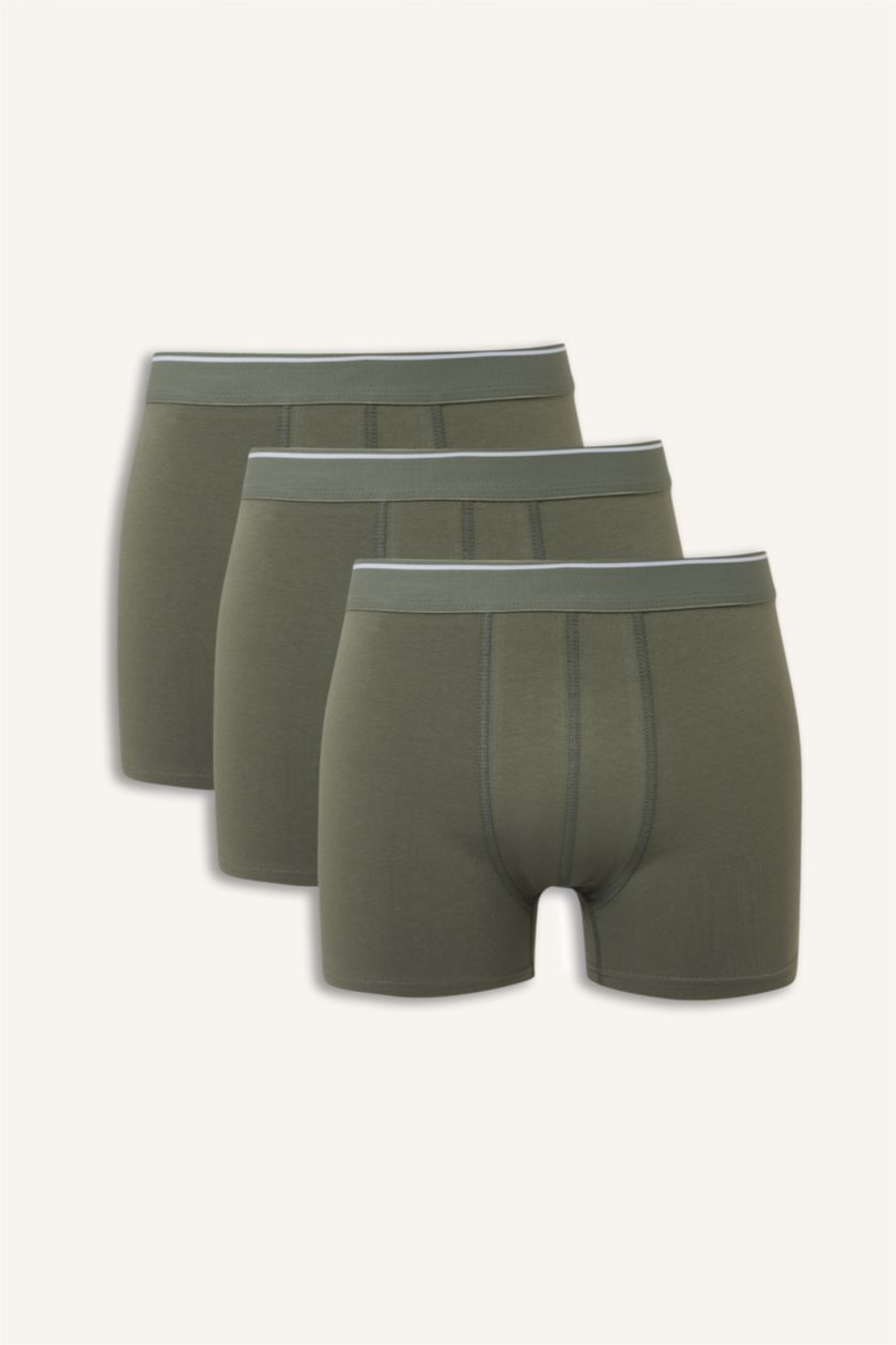 Erkek Açık Haki Regular Fıt 3'lü Boxer Set