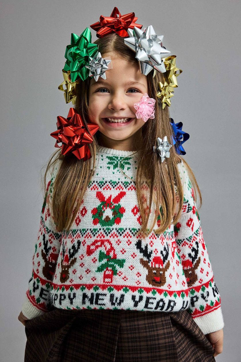 BABY GIRL Ecru Baby Girl Regular Fit Crew Neck Pullover