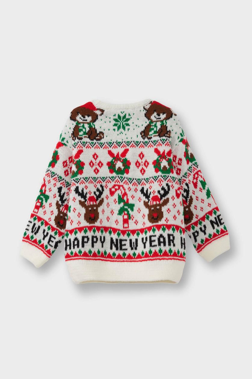 BABY GIRL Ecru Baby Girl Regular Fit Crew Neck Pullover