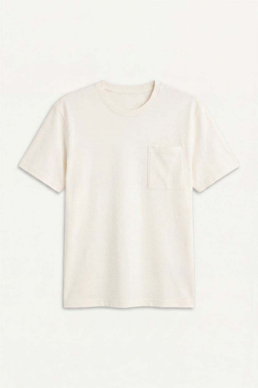 Men Ecru 100% Cotton T-Shirt