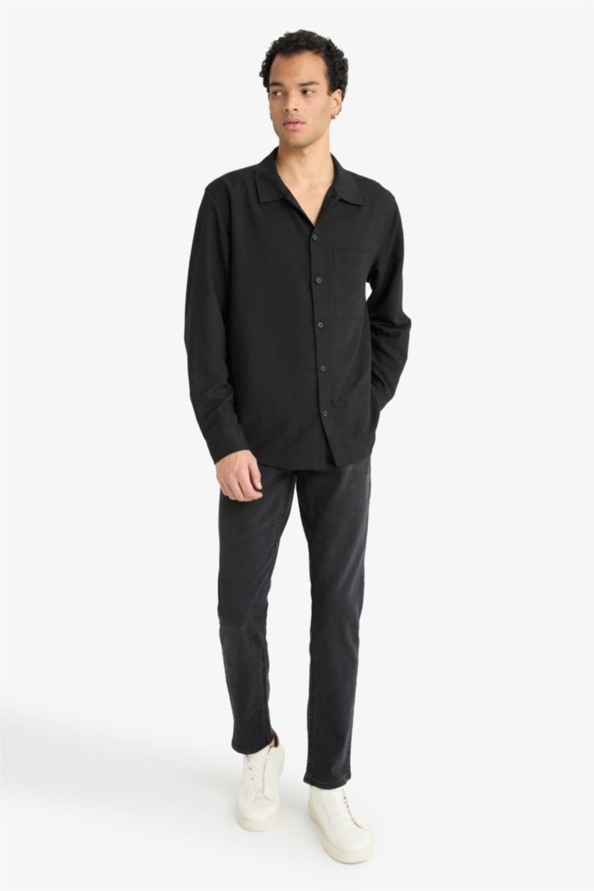 MAN Black Straight Fit Regular Hem Trousers