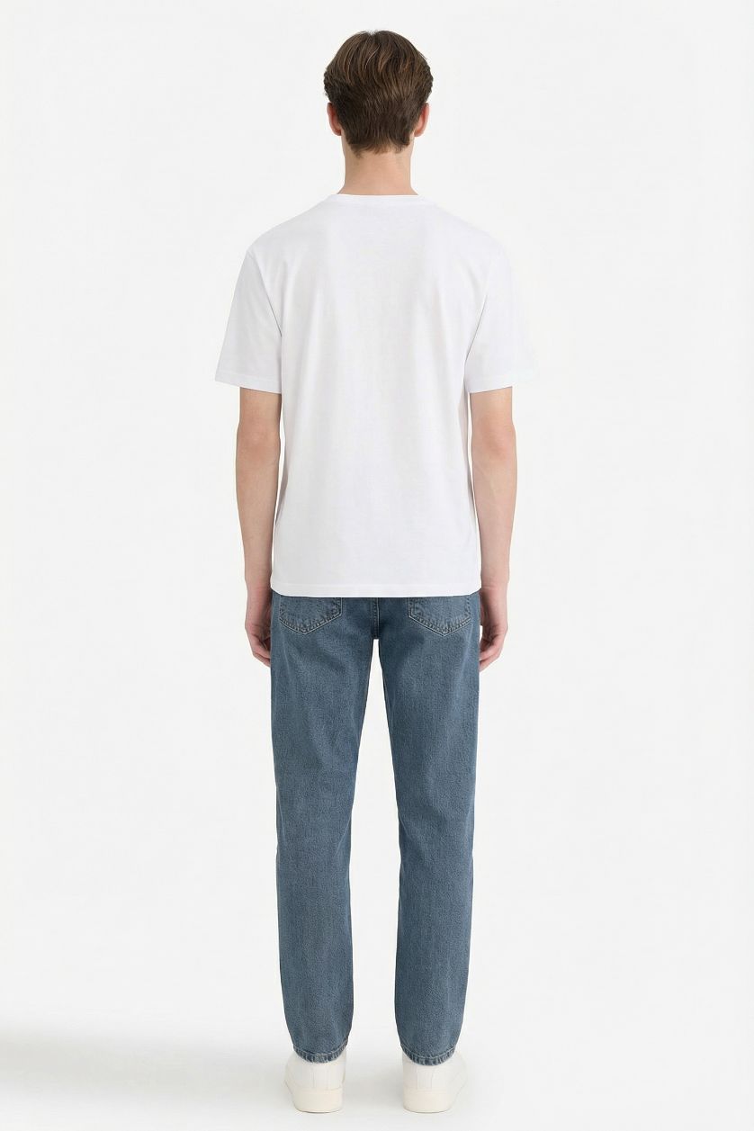 رجال رمادي أزرق بنطرون جينز سليم فيت وخصر عادي