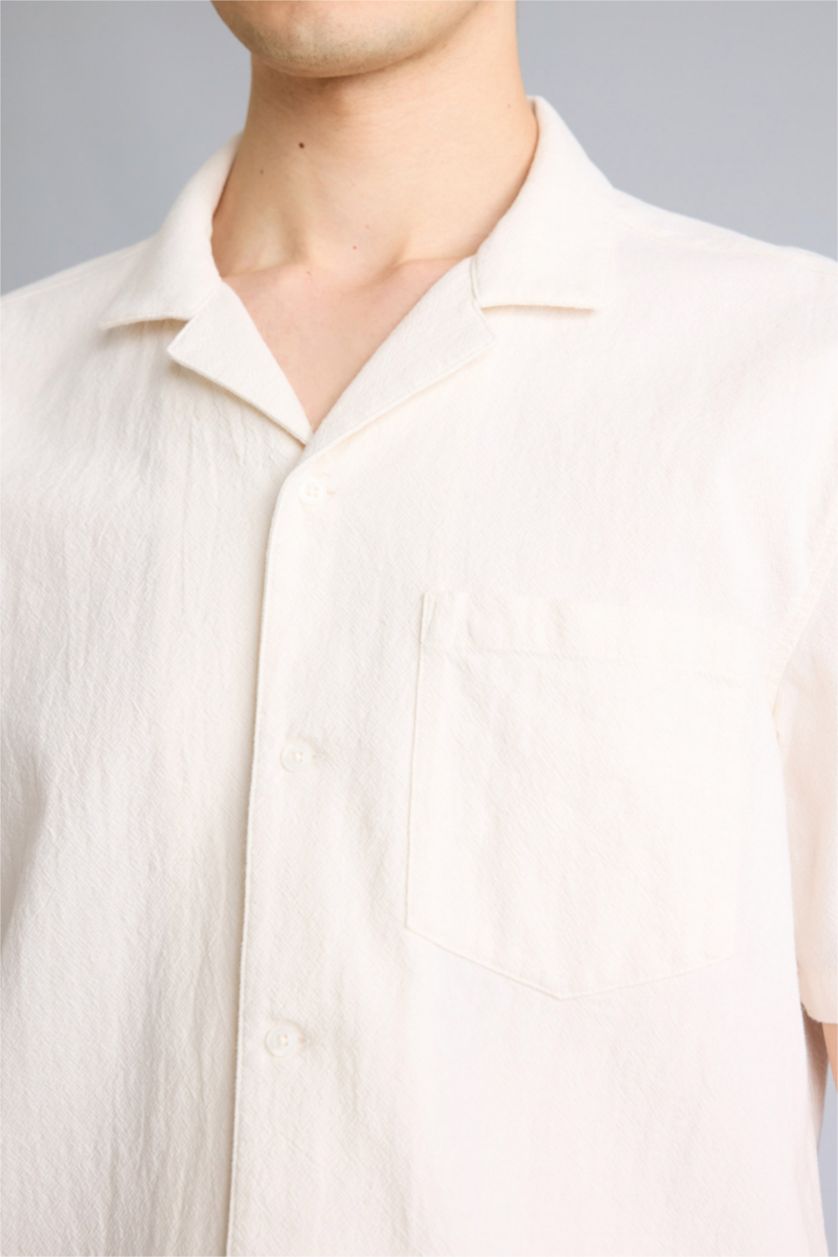 رجالي بيج فاتح 100% Cotton Muslin Shirt
