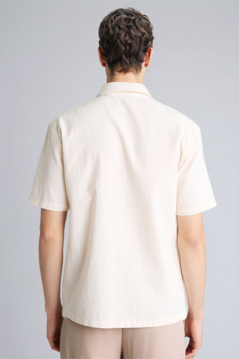 رجالي بيج فاتح 100% Cotton Muslin Shirt