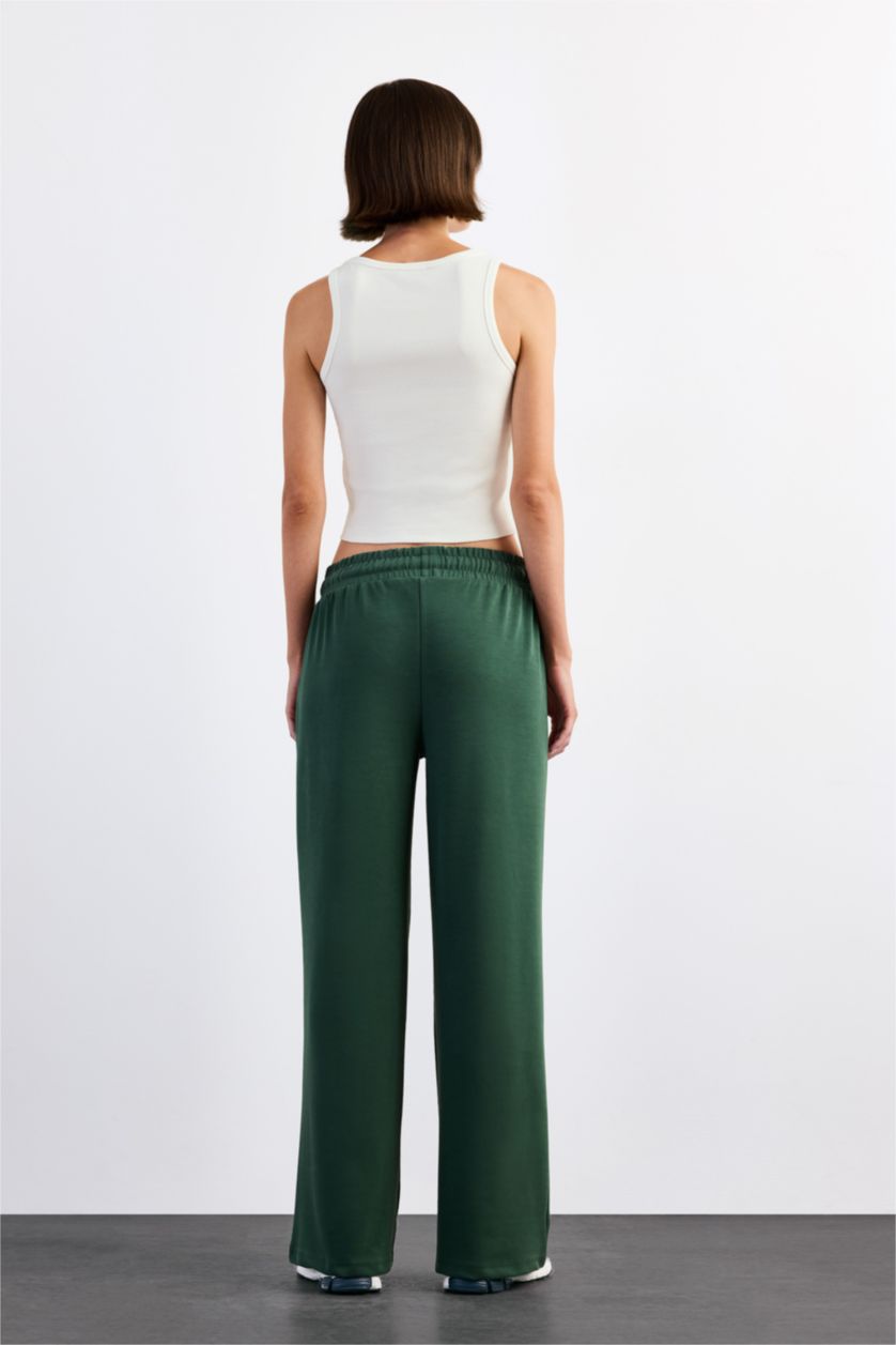 Woman Khaki Relax Fit Regular Waist Modal Trousers
