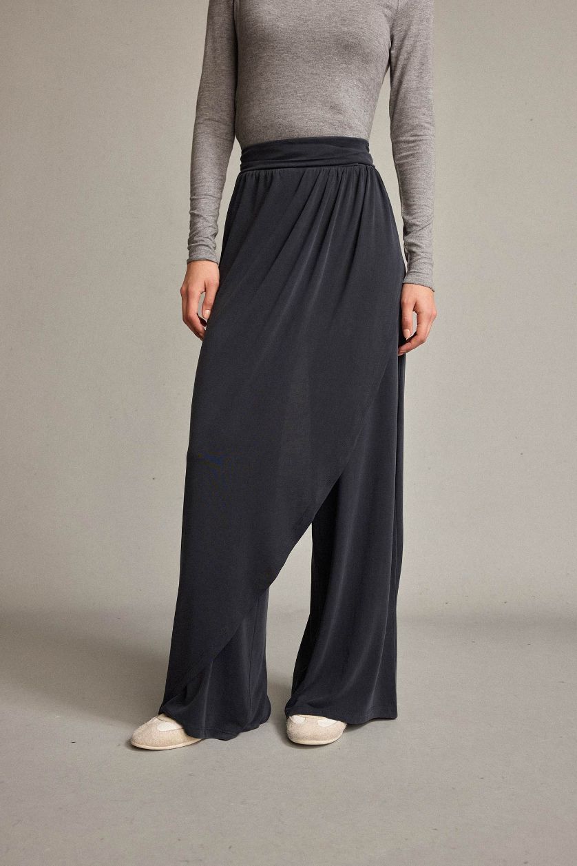 Kadın Açık Antrasit Relax Fıt Normal Bel Düz Paça Modal Pantolon