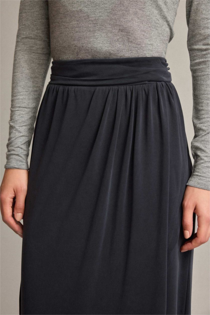 Kadın Açık Antrasit Relax Fıt Normal Bel Düz Paça Modal Pantolon