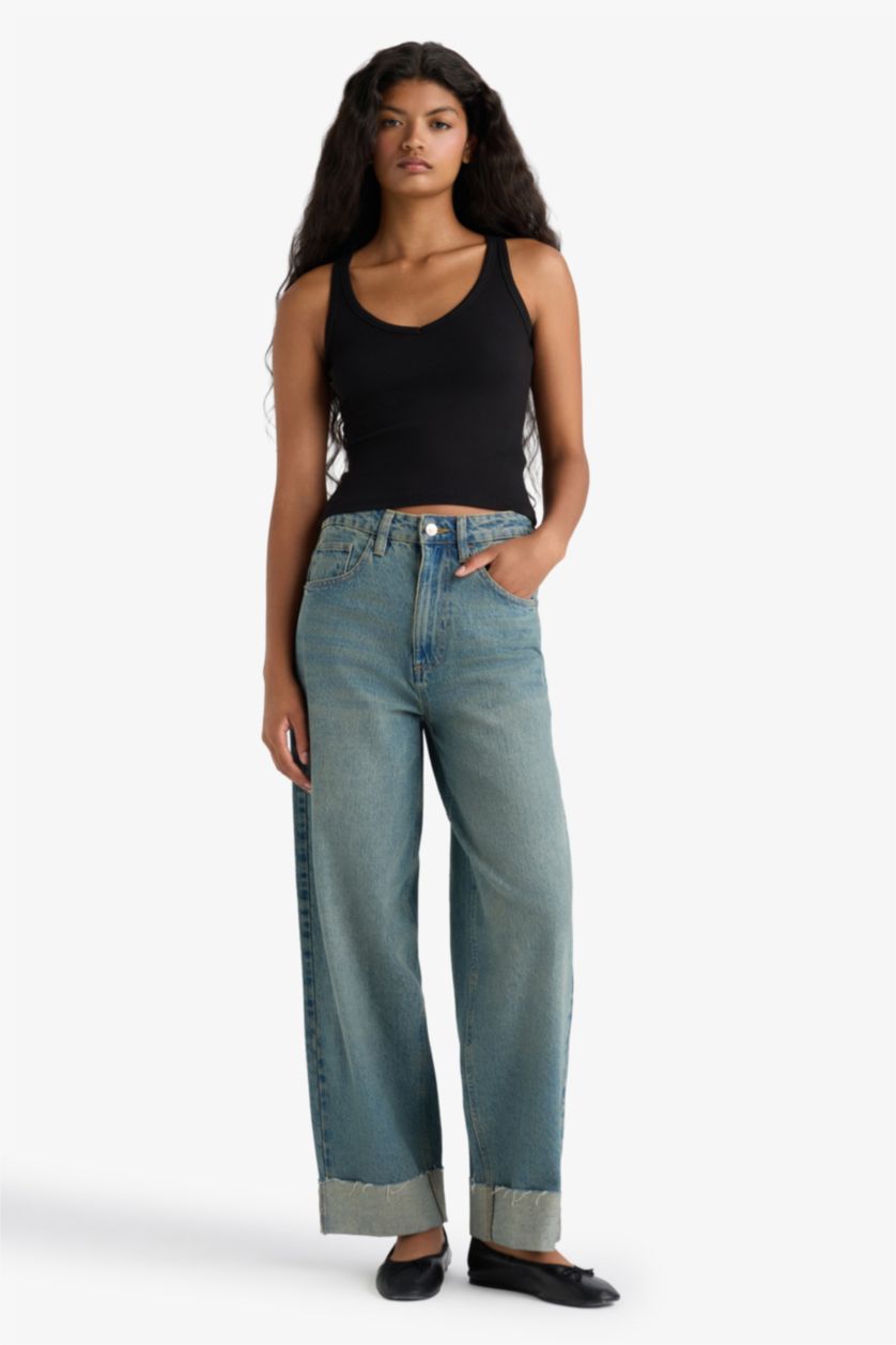 Kadın Siyah Fıtted V Yaka Fitilli Kaşkorse Atlet