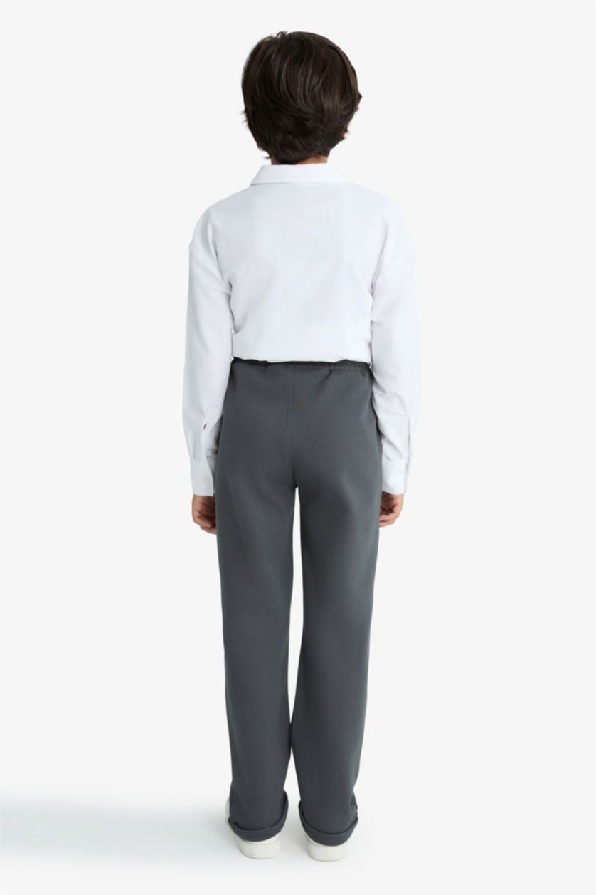 BOYS & TEENS Anthracite Boy Elastic Waist Straight Leg Pique Sweatpants