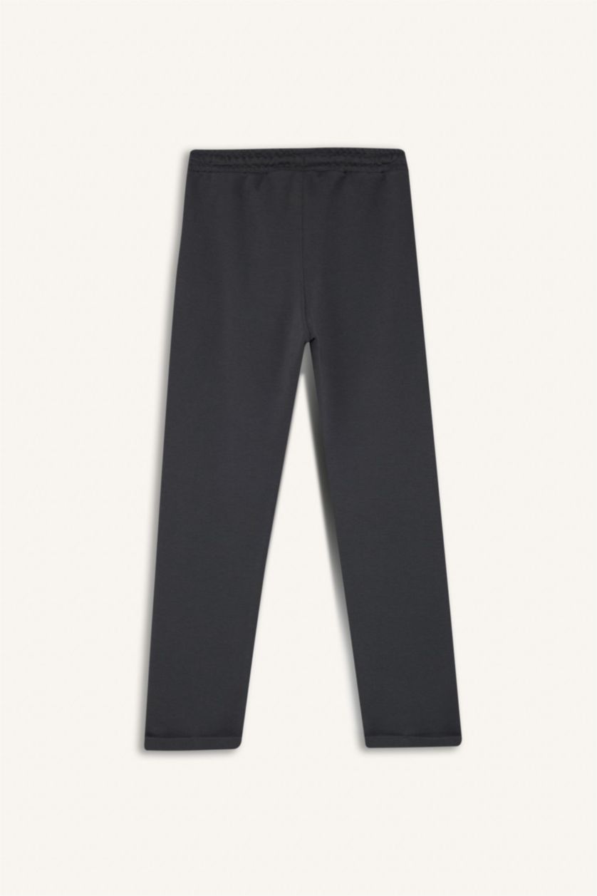 BOYS & TEENS Anthracite Boy Elastic Waist Straight Leg Pique Sweatpants