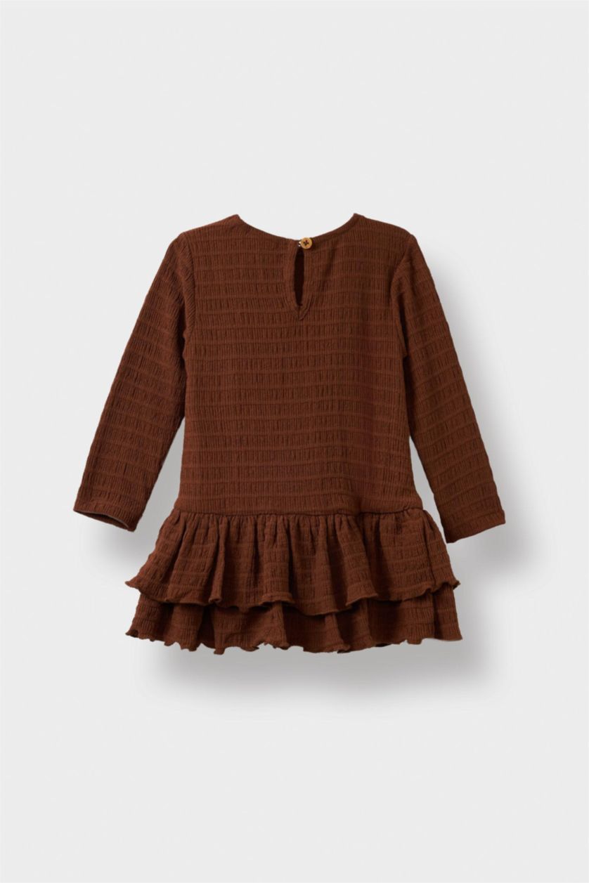 طفلة صغيرة بني فستان بيبي بناتي كم طويل