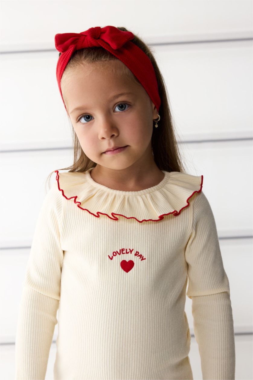 Baby Girl Ecru Standard Fit Long Sleeve T-Shirt