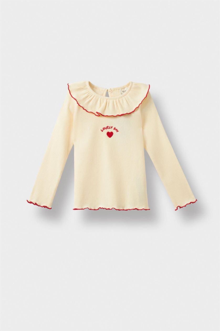 Baby Girl Ecru Standard Fit Long Sleeve T-Shirt