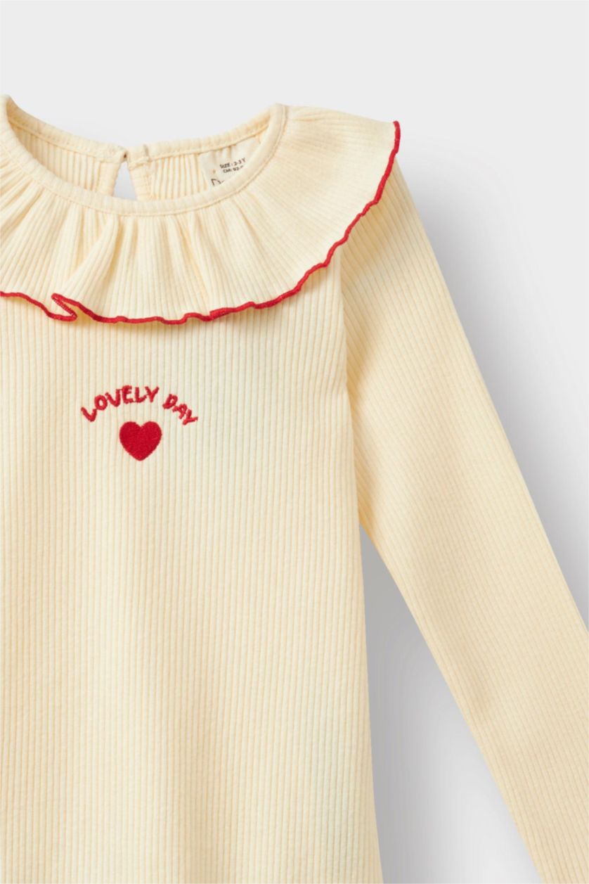 Baby Girl Ecru Standard Fit Long Sleeve T-Shirt