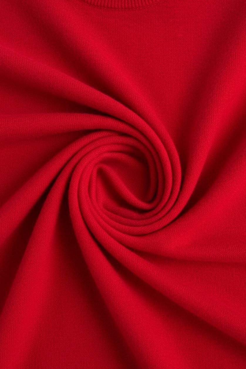 Kadın Kırmızı Yün Karışımlı Bisiklet Yaka Triko Kazak