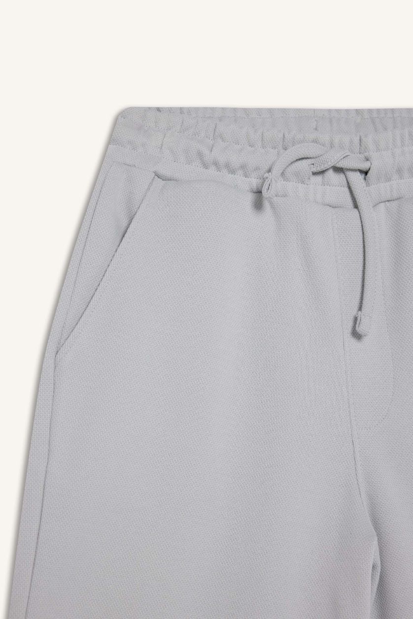 Erkek Çocuk - Genç Erkek Açık Gri Beli Lastikli Pike Şort Erkek Çocuk