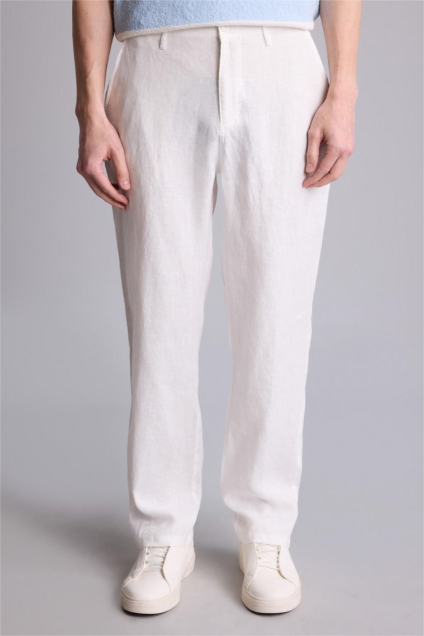 Men White Relax Fit Trousers