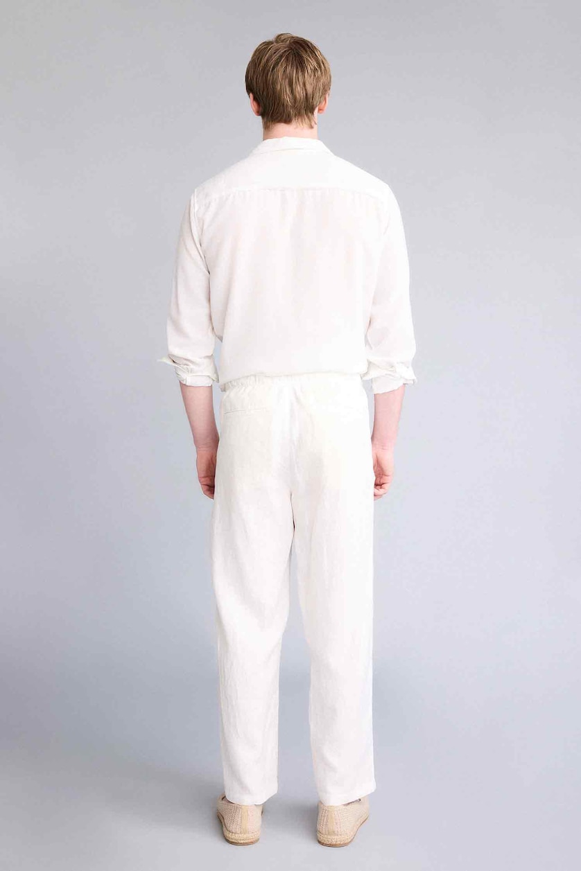 Erkek Ekru %100 Keten Pantolon
