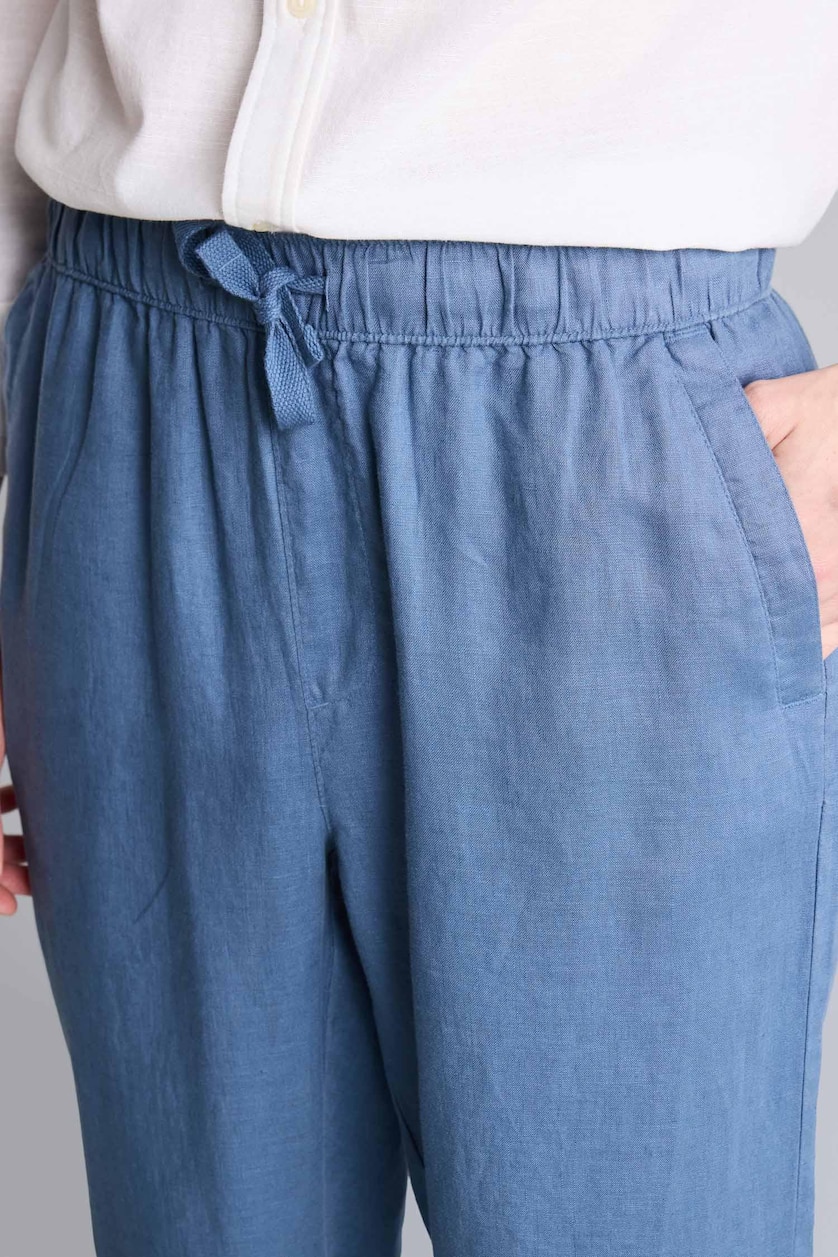 Men Light Indigo Relax Fit 100% Linen Trousers