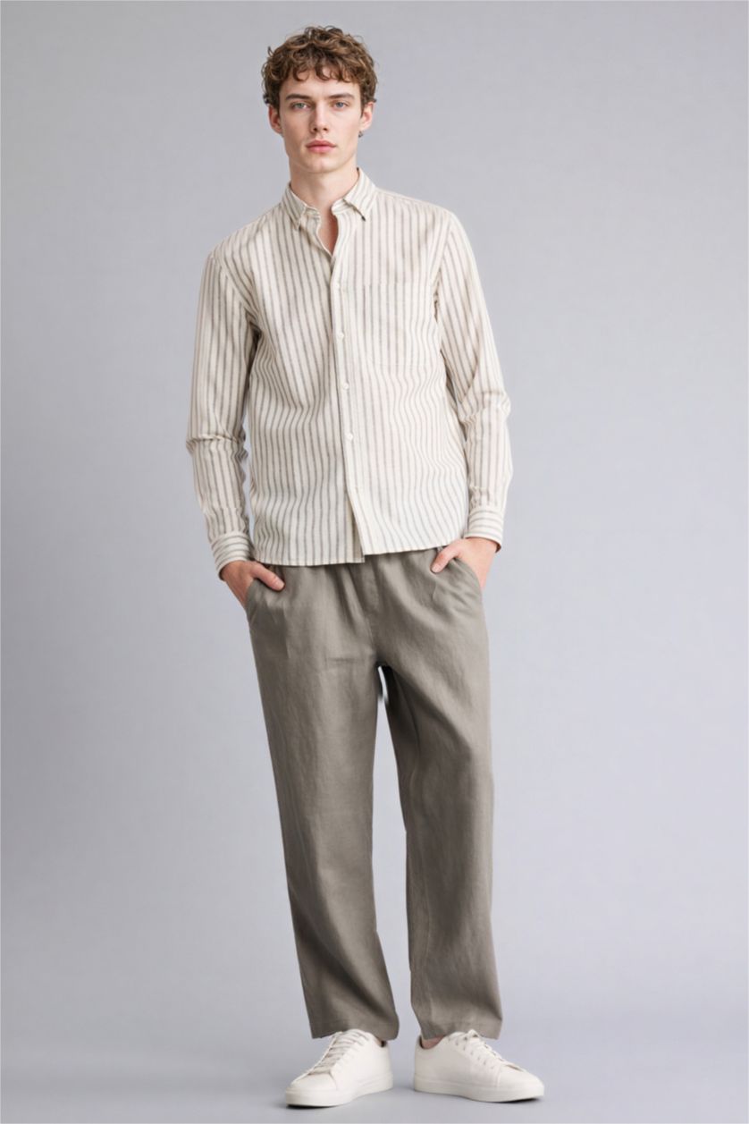 Мужчины Оливково-коричневый Relax Fit Trousers