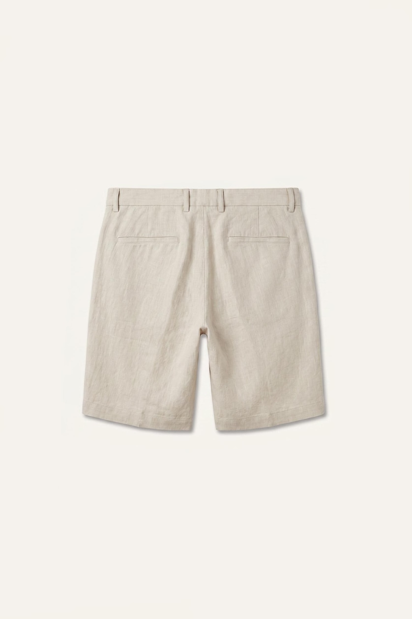 Men Light Grey 100% Linen Shorts