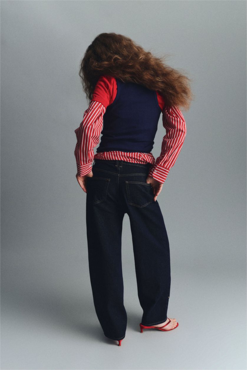 نساء أسود أزرق سروال جينز