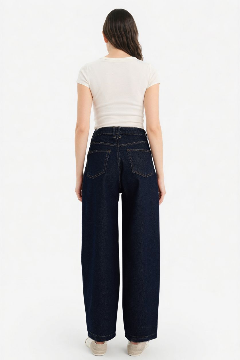 حريمي أسود أزرق بنطلون جينز باريل فيت وخصر عالي