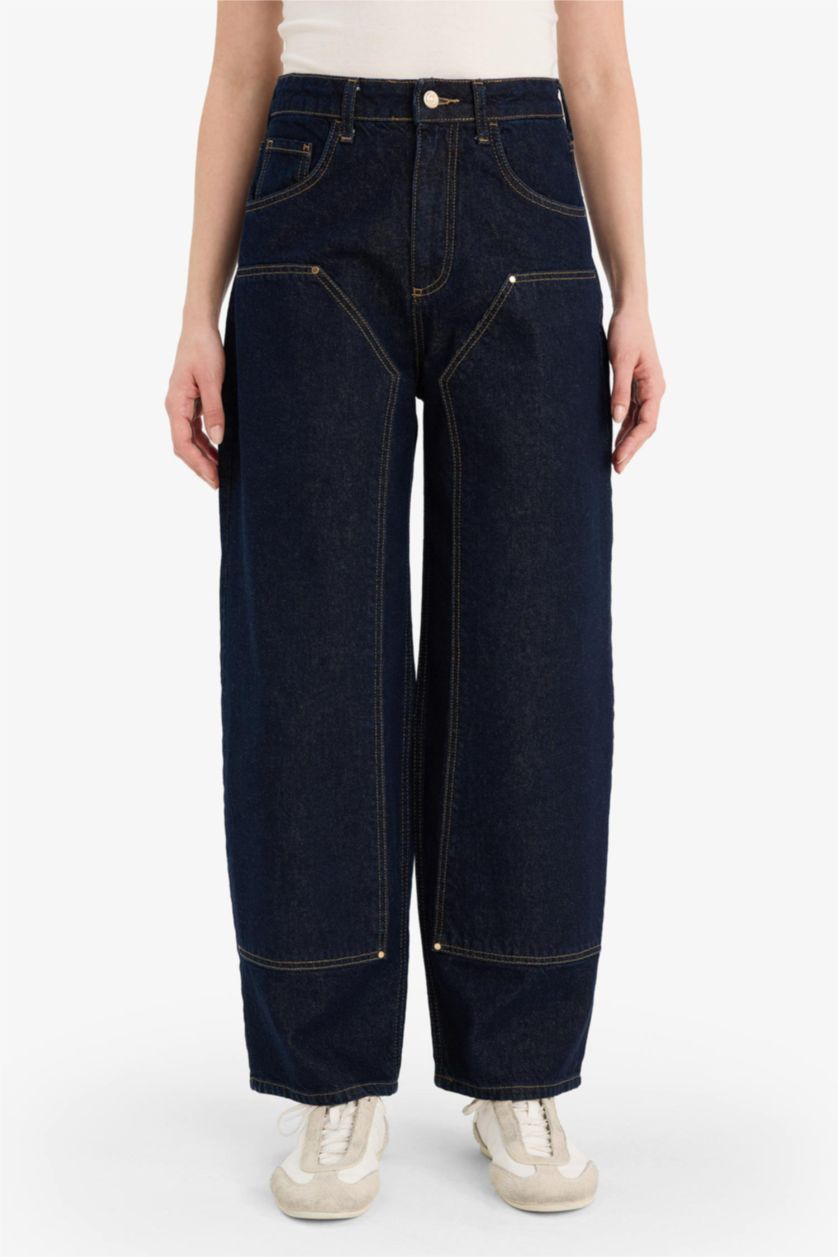 نساء أسود أزرق سروال جينز