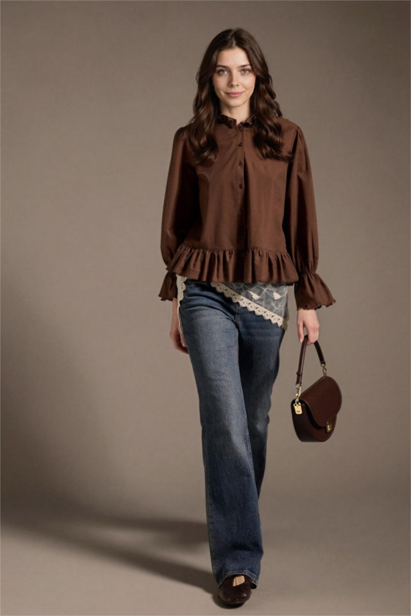 Женщины Темно-голубой Low Waist Trousers