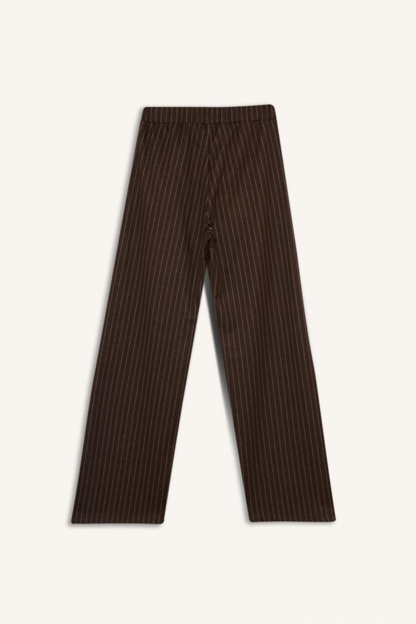 نساء بني بنطرون مخطط وايد ليج برجل واسع