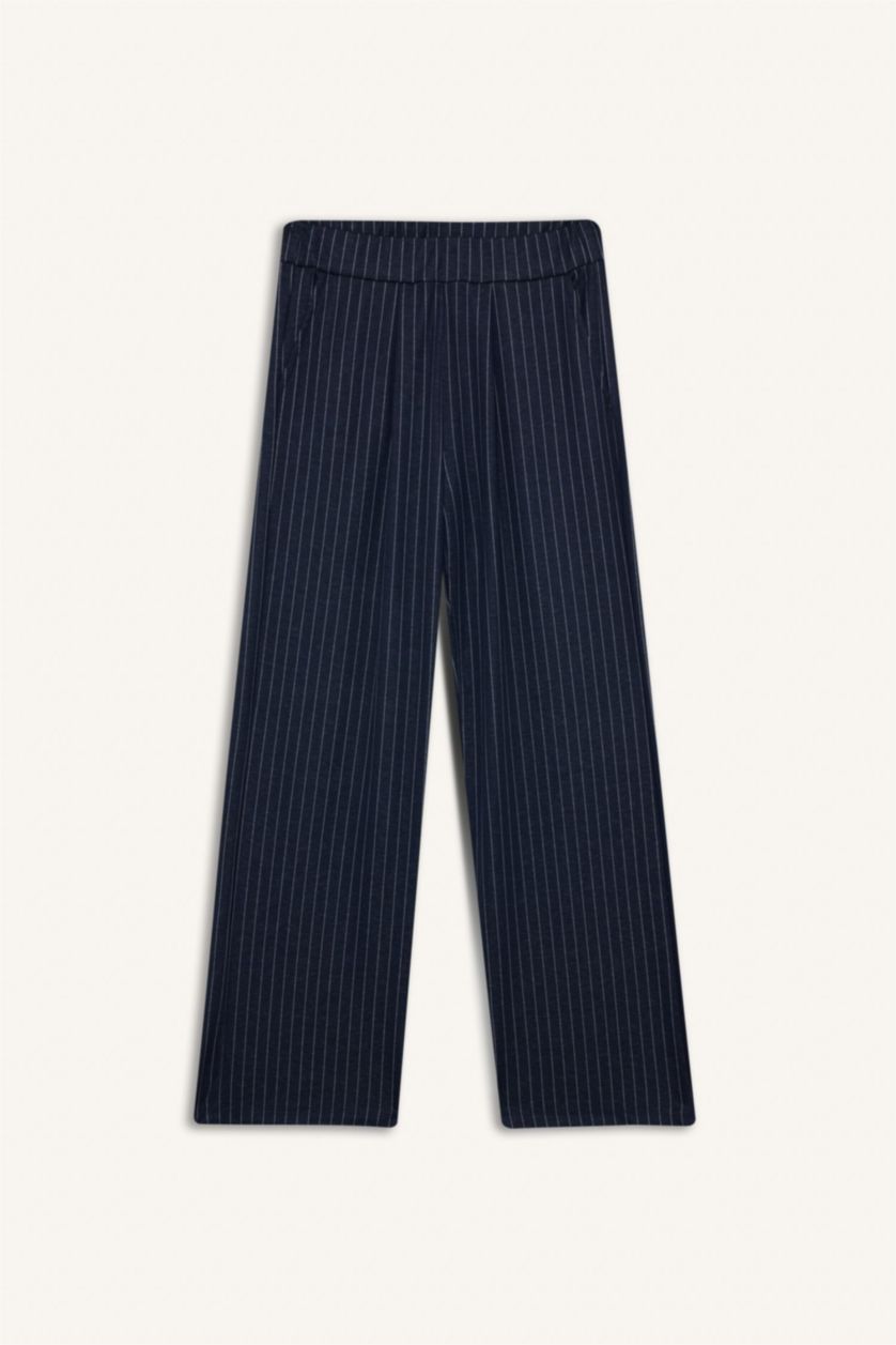 نساء كحلي بنطرون مخطط وايد ليج برجل واسع