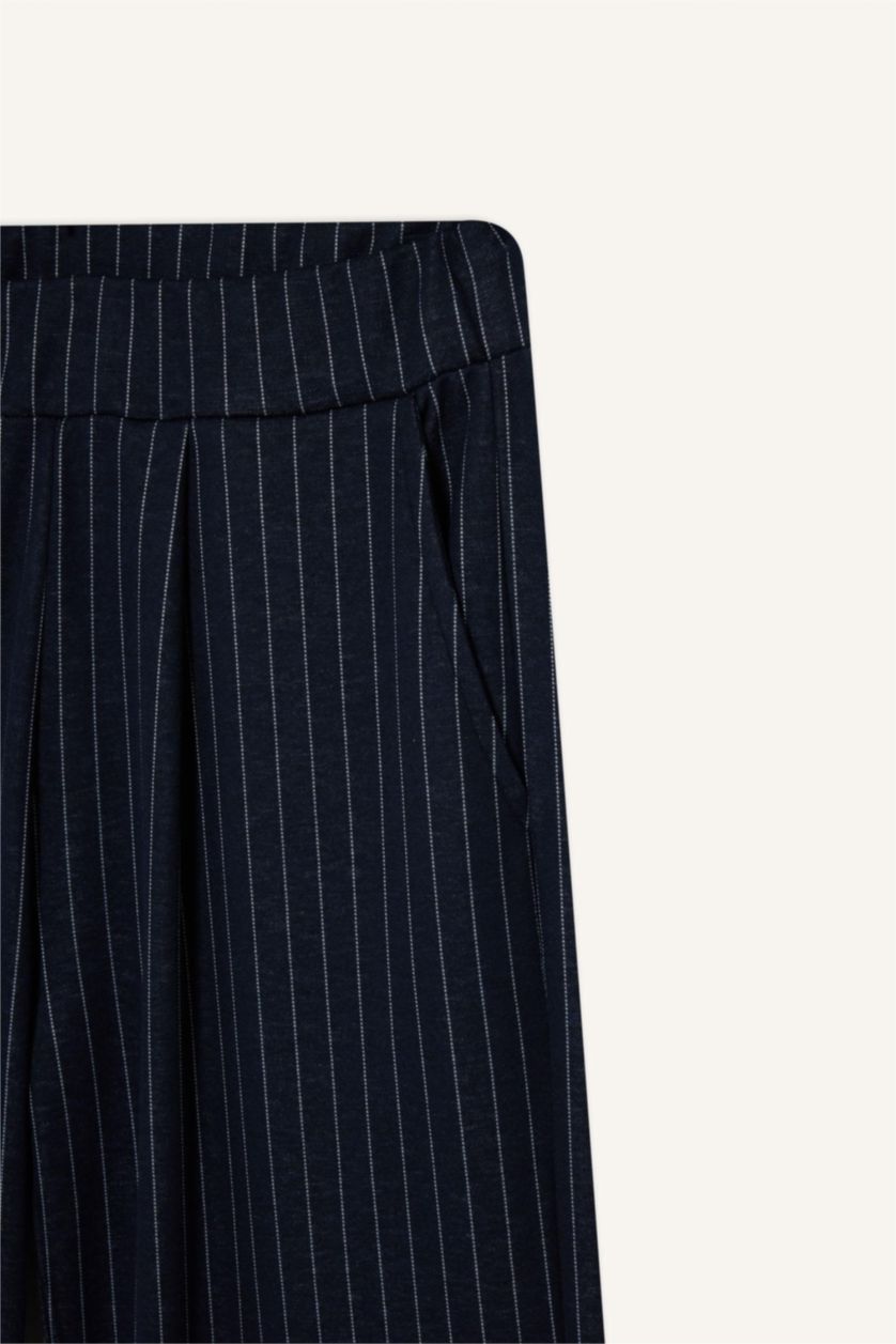 نساء كحلي بنطرون مخطط وايد ليج برجل واسع