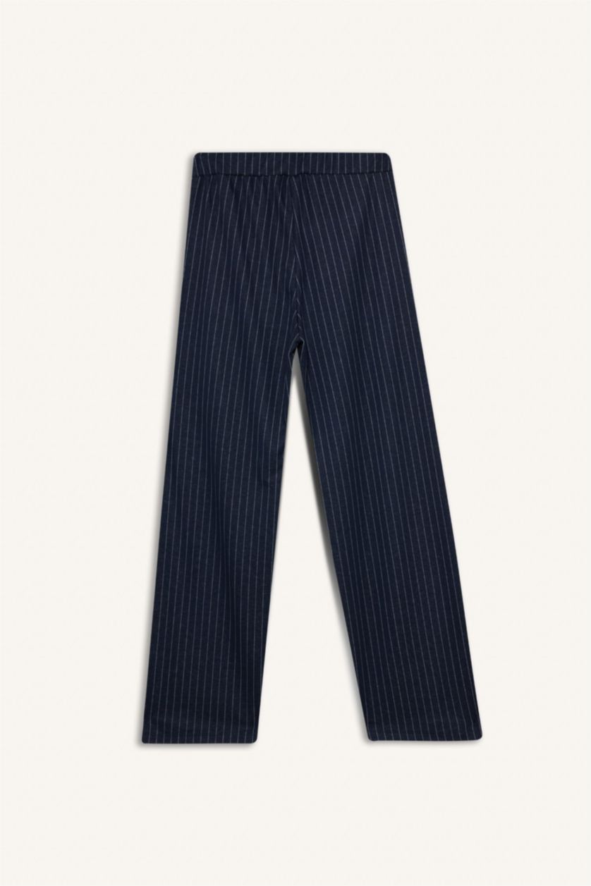 نساء كحلي بنطرون مخطط وايد ليج برجل واسع