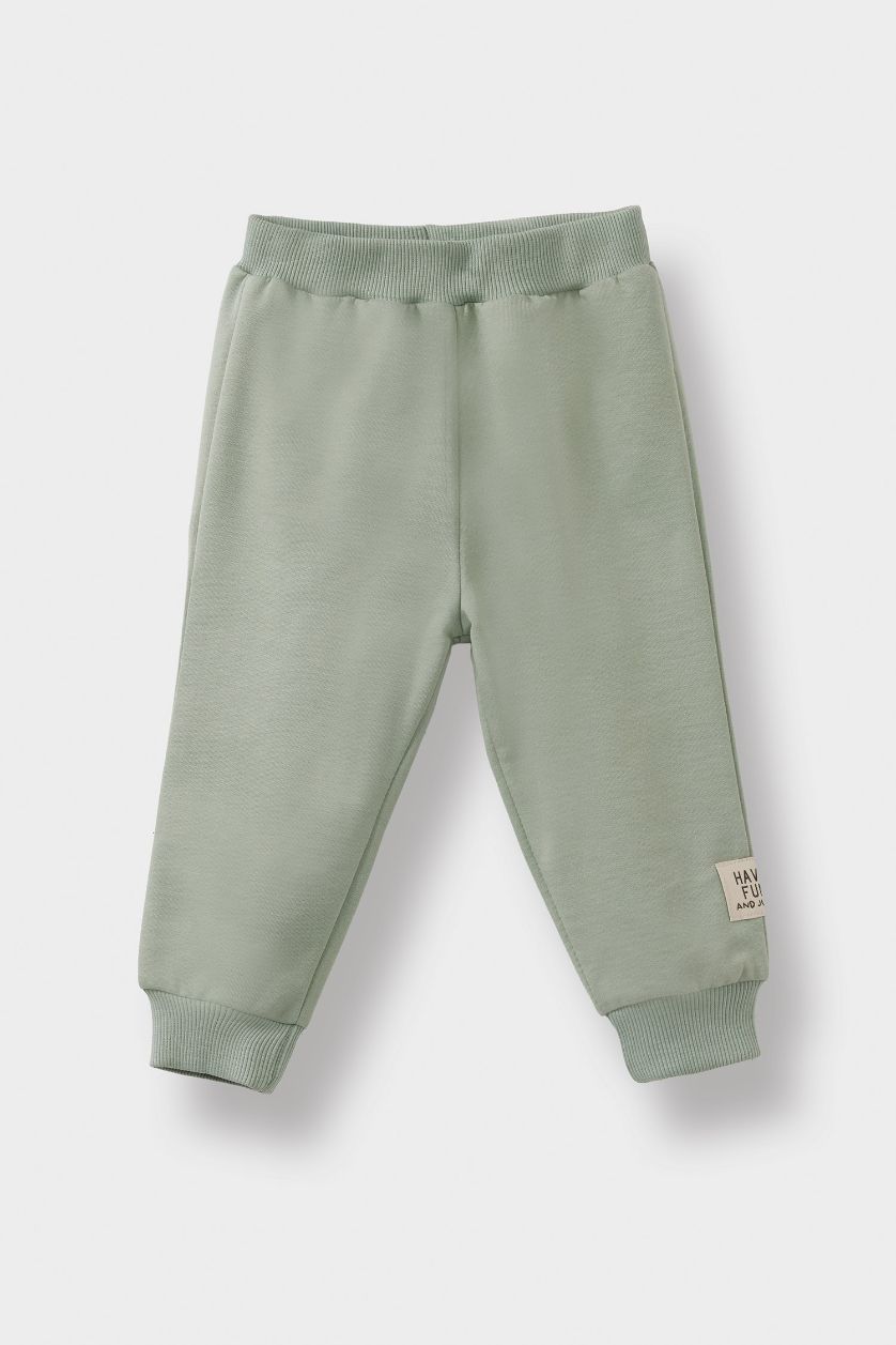 طفل صغير كاكي فاتح سيت بيبي ولادي سويت شيرت وسويت بانتس - قطعتين