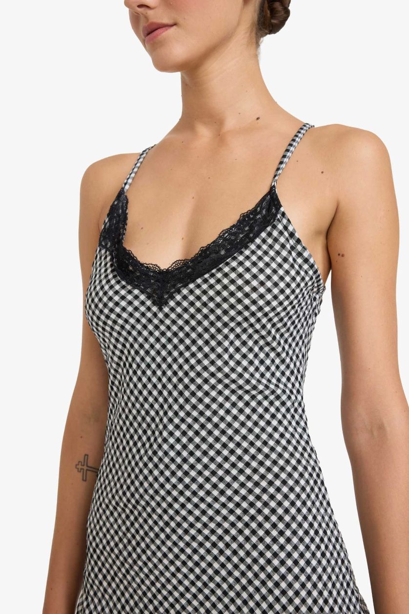 WOMAN Black V-Neck Printed Wowen Fabrics Midi Dress