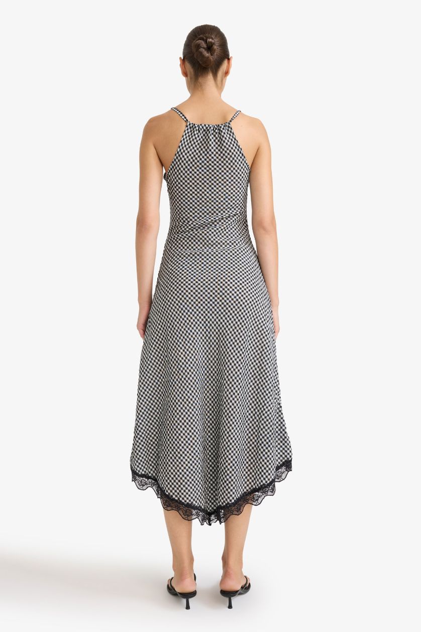 WOMAN Black V-Neck Printed Wowen Fabrics Midi Dress