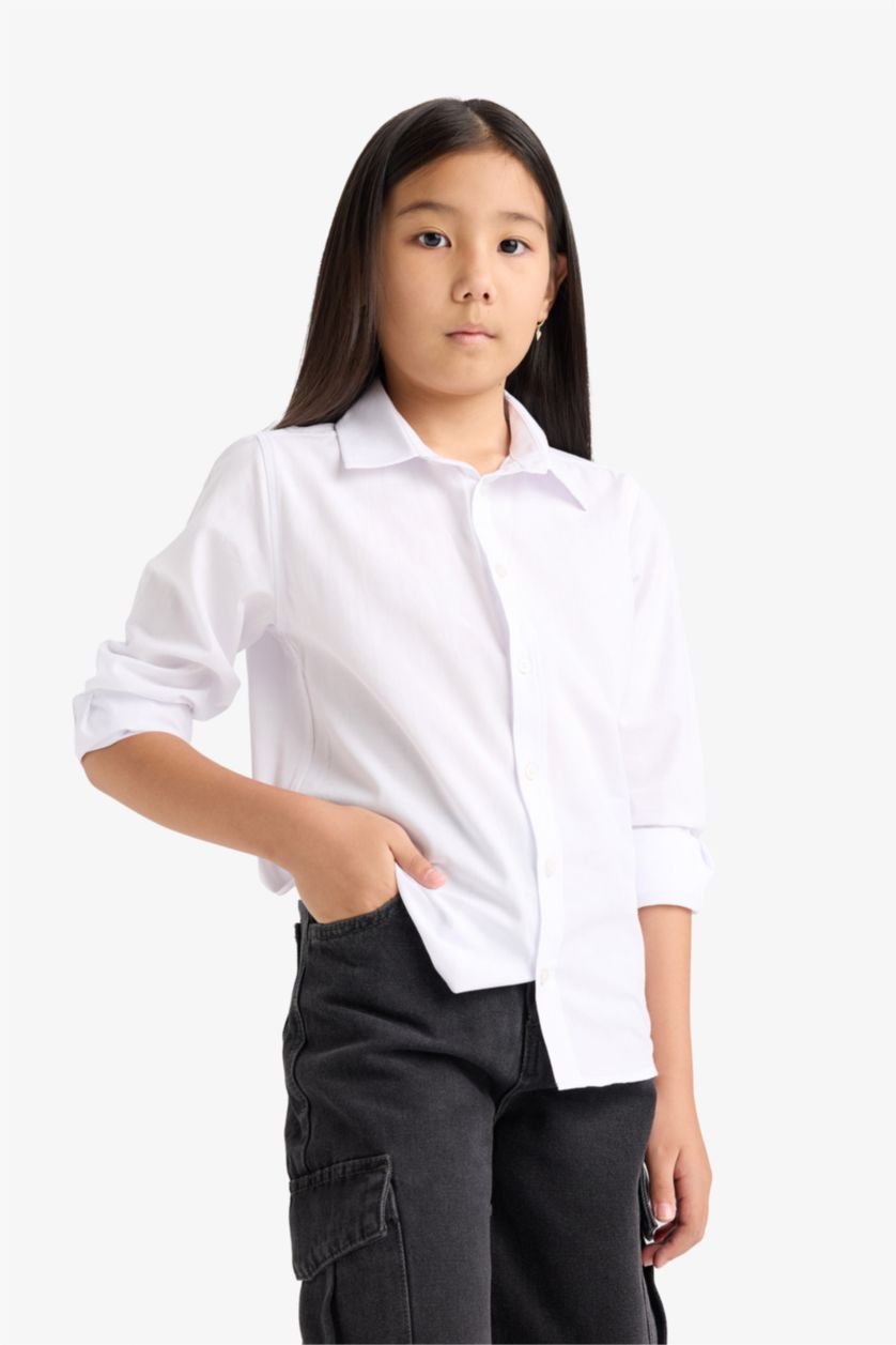 أولادي VIOLET WHITE قميص بولو اولادي كم طويل بوبلين قصة عادية